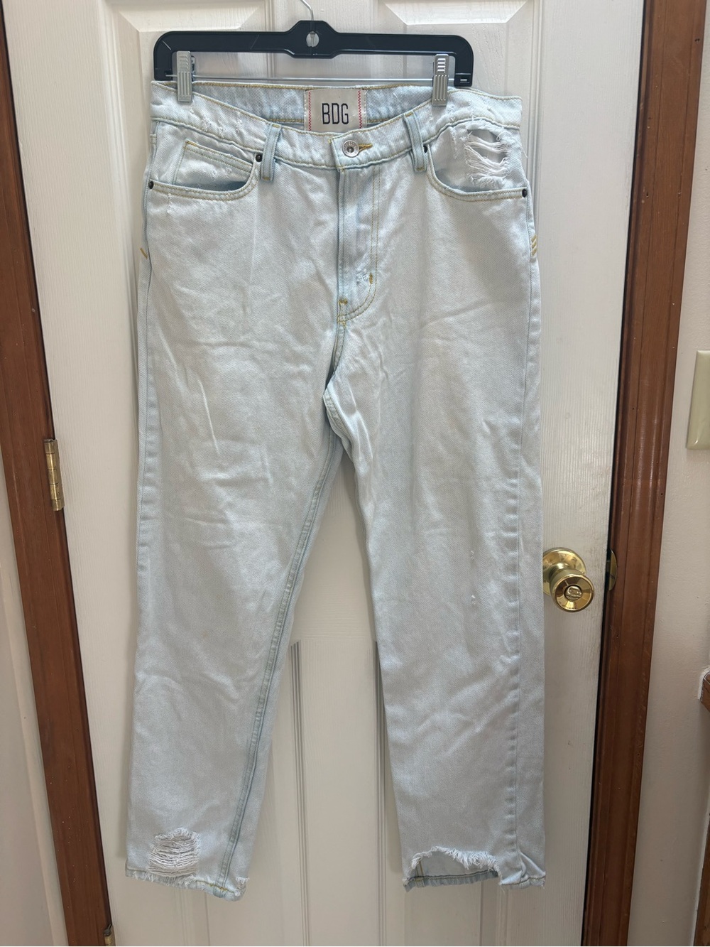 BDG Light Wash Men's Boyfriend Jeans with Distressed Cuffs